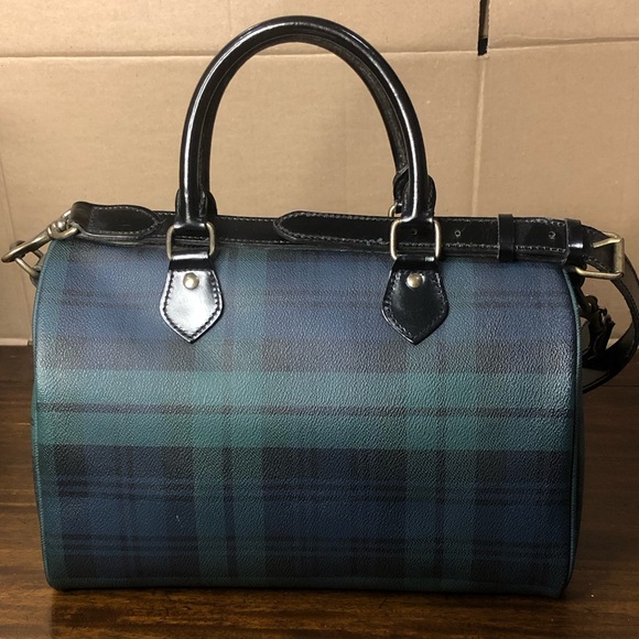 MRALPH LAUREN Black Watch Plaid Speedy Boston Bandolier Travel Bag 30cm - Picture 5 of 17